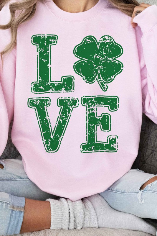 St Patricks Clover Love Graphic Sweatshirt