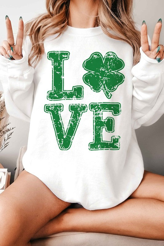 St Patricks Clover Love Graphic Sweatshirt