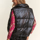 J.NNA Snap and Zipper Shiny Metallic Puffer Vest