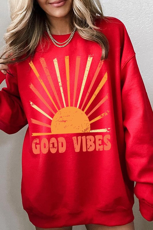 Good Vibes Sunshine Graphic Fleece Sweatshirts