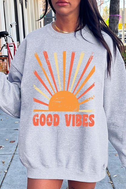 Good Vibes Sunshine Graphic Fleece Sweatshirts