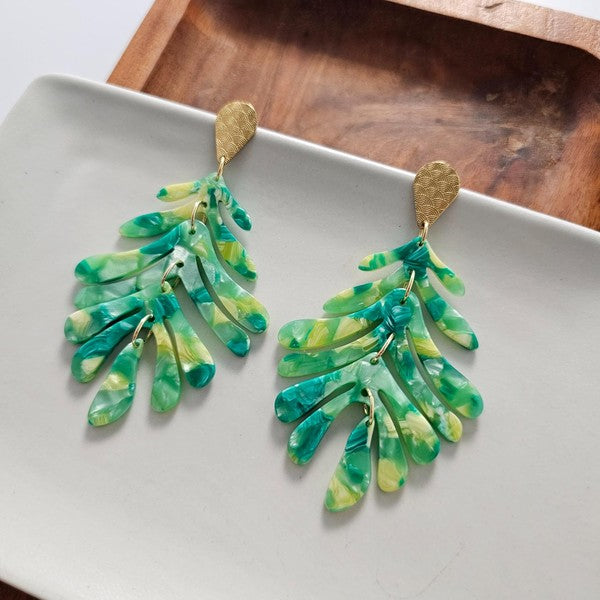 Palm Earrings - Green