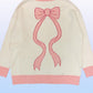 Varsity knit bow cardigan