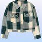 Cropped flannel jacket with bow detailing