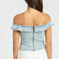 Off Shouder Bustier Top with Back Zipper