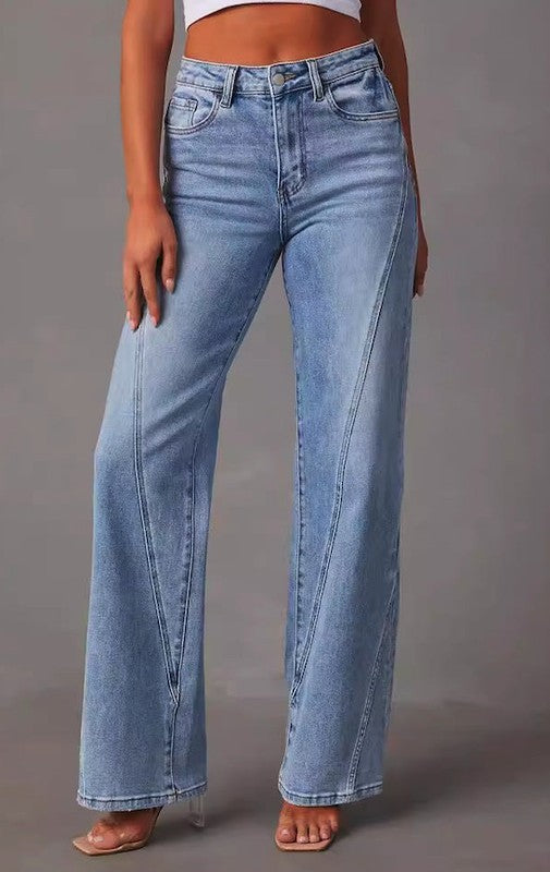 High waisted denim jeans