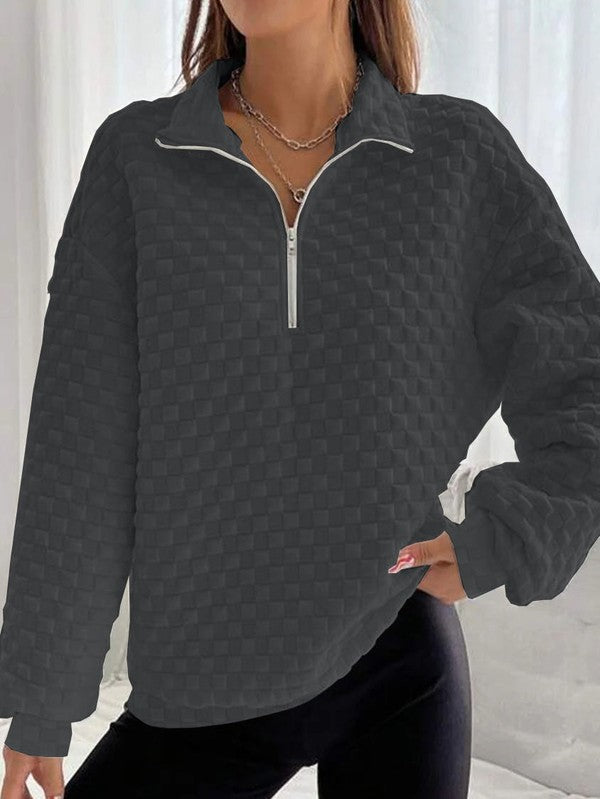 Textured half zip sweatshirt