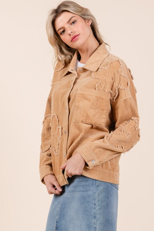 Drop Shoulder Corduroy Shacket