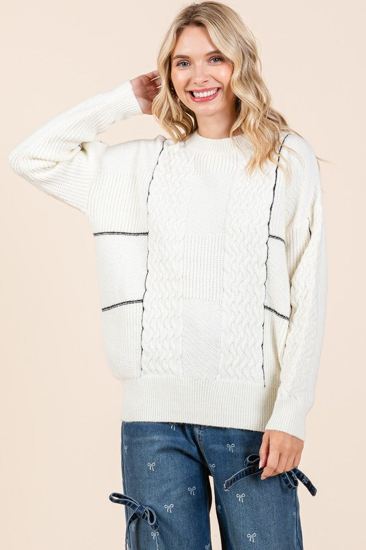 Cable Knit Long-Sleeve Sweater