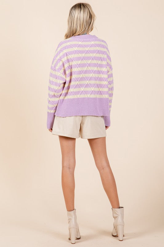 Stripe Argyle Knit Sweater