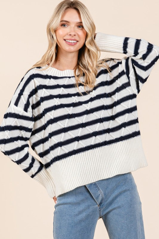 Stripe Argyle Knit Sweater