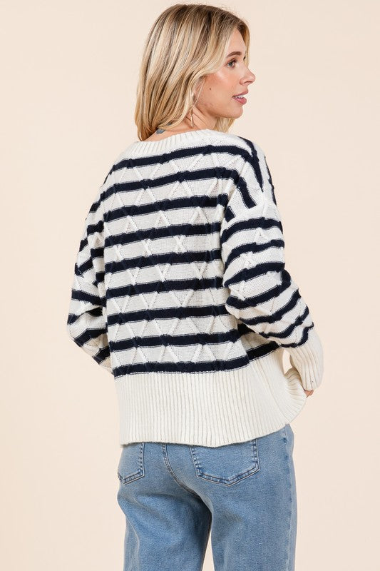 Stripe Argyle Knit Sweater