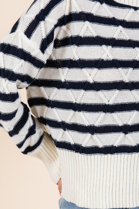 Stripe Argyle Knit Sweater