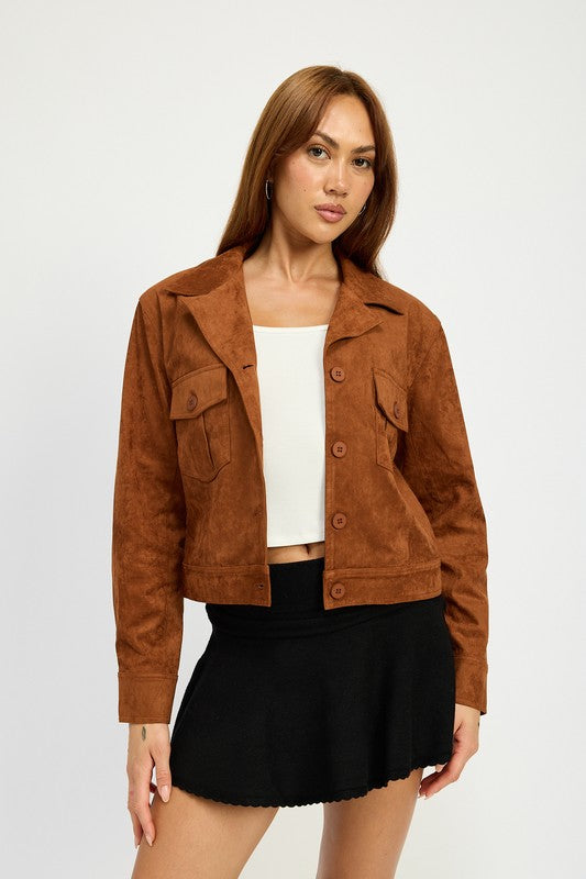 Suede Jacket with Pockets