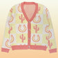 Tiled Cactus horseshoe knit cardigan