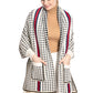 Houndstooth Sleeve Poncho with Pocket