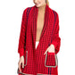 Houndstooth Sleeve Poncho with Pocket