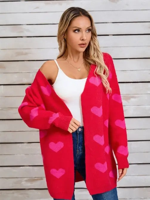 Open Front Heart Cardigan