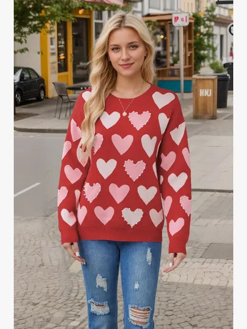 Heart pattern sweater