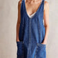 Denim scoop neck overall dress