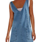 Denim scoop neck overall dress