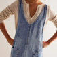 Denim scoop neck overall dress