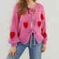 Front tie heart cardigan