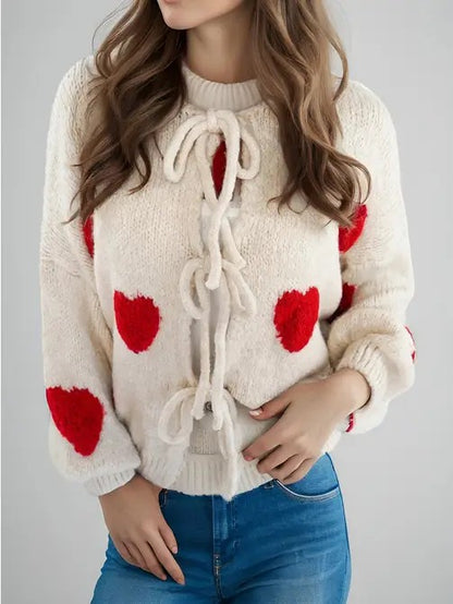 Front tie heart cardigan