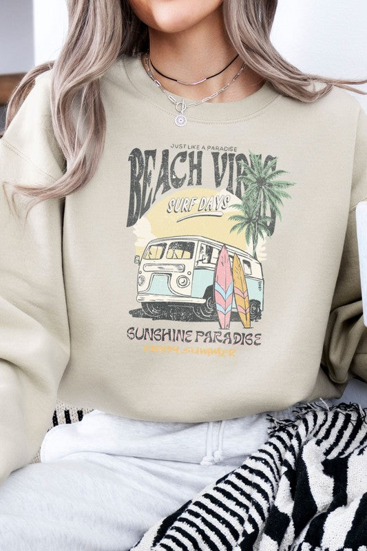 Beach Vibes Fleece Graphic Sweatshirt