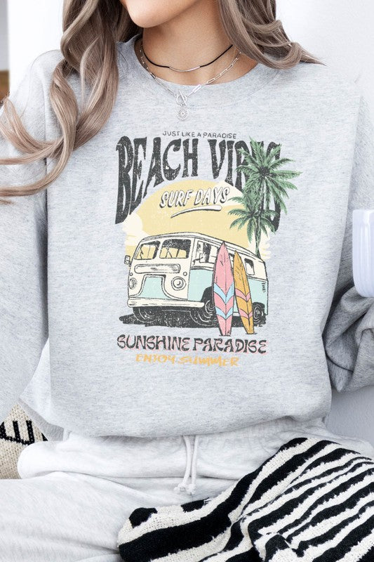 Beach Vibes Fleece Graphic Sweatshirt