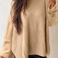 Women Knit Drop Shoulder Side Slits Loose Sweater