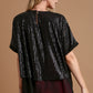 Umgee Sequin Half Sleeve Layered Blouse