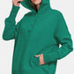 Zenana Half Snap Long Sleeve Hoodie with Kangaroo Pocket