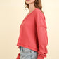 VERY J Exposed Seam V-Neck Ribbed Knit Top