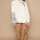 POL Floral Patchwork Distressed Drawstring Hoodie