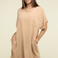 Woven Airflow V Neck T-Shirt Dress with Pockets