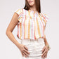 Multi Stripe Ruffle Top