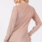 SAGE + FIG Glitter Mock Neck Lettuce Hem Long Sleeve Top