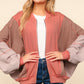 Haptics Zip Up Color Block Bomber Jacket with Side Pockets