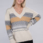 Multicolor Stripe V Neck Sweater