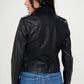 Coalition LA Knit Collared Faux Leather Crop Jacket