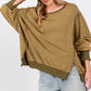 SAGE + FIG Mineral Wash Side Slit Oversized Sweatshirt