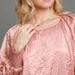 Umgee Wrinkled Round Neck Lantern Sleeve Blouse