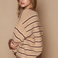 POL Star Patch Stripe Round Neck Sweater