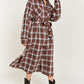 Plaid Print Collar Long Shirt Dress Plus