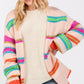 SAGE + FIG Rainbow Striped Open Front Knit Cardigan