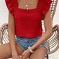 Ruffled Square Neck Cap Sleeve Blouse