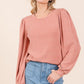 Mittoshop Round Neck Long Sleeve Rib Knit Top