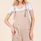 BOMBOM Knot Straps Wide Leg Ribbed Overalls with Pockets