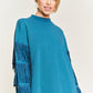 Silver studded fringe sleeve top JJT5009